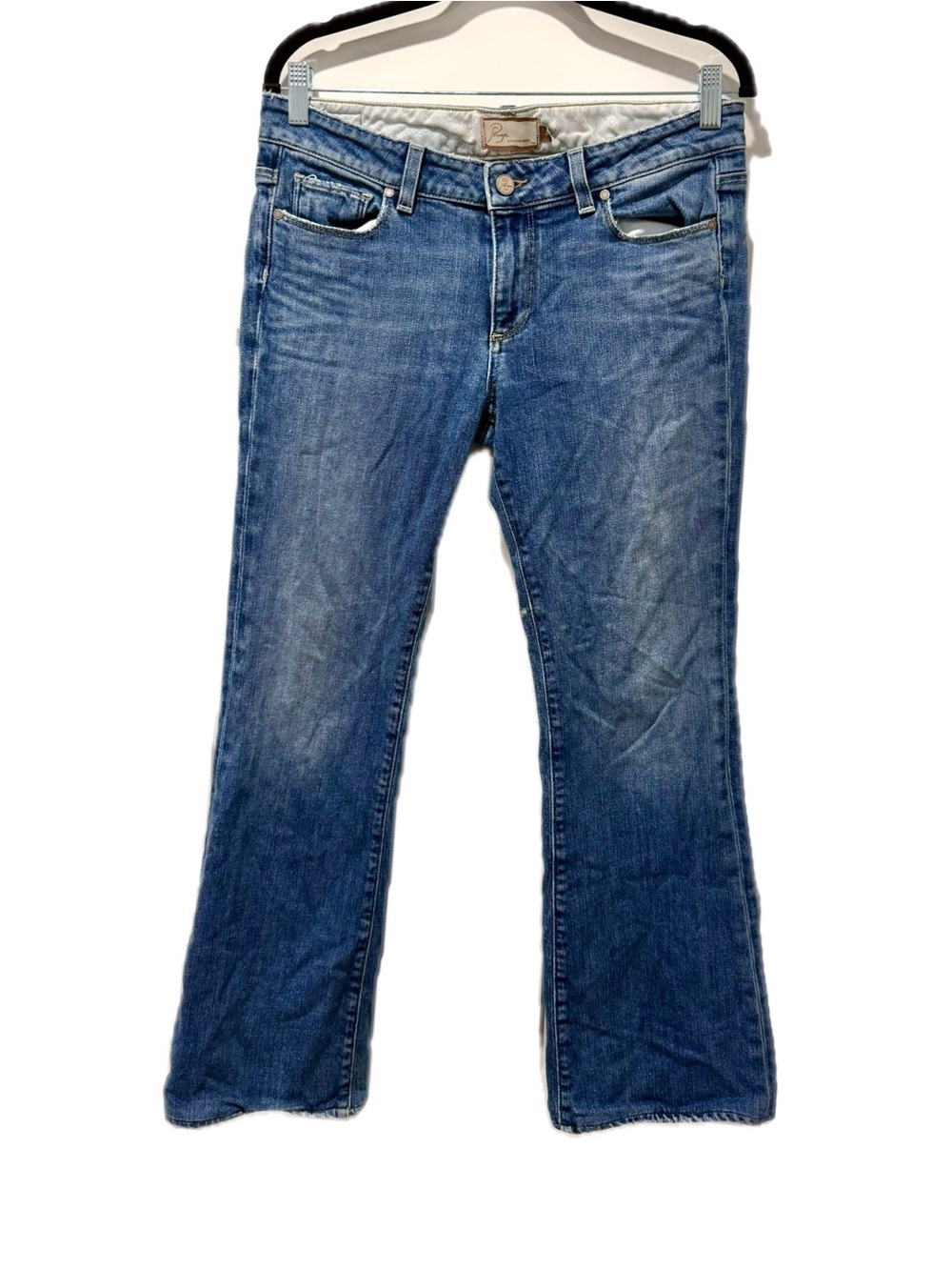 Vintage Paige Low Rise Boot Cut Jeans in Medium Wash